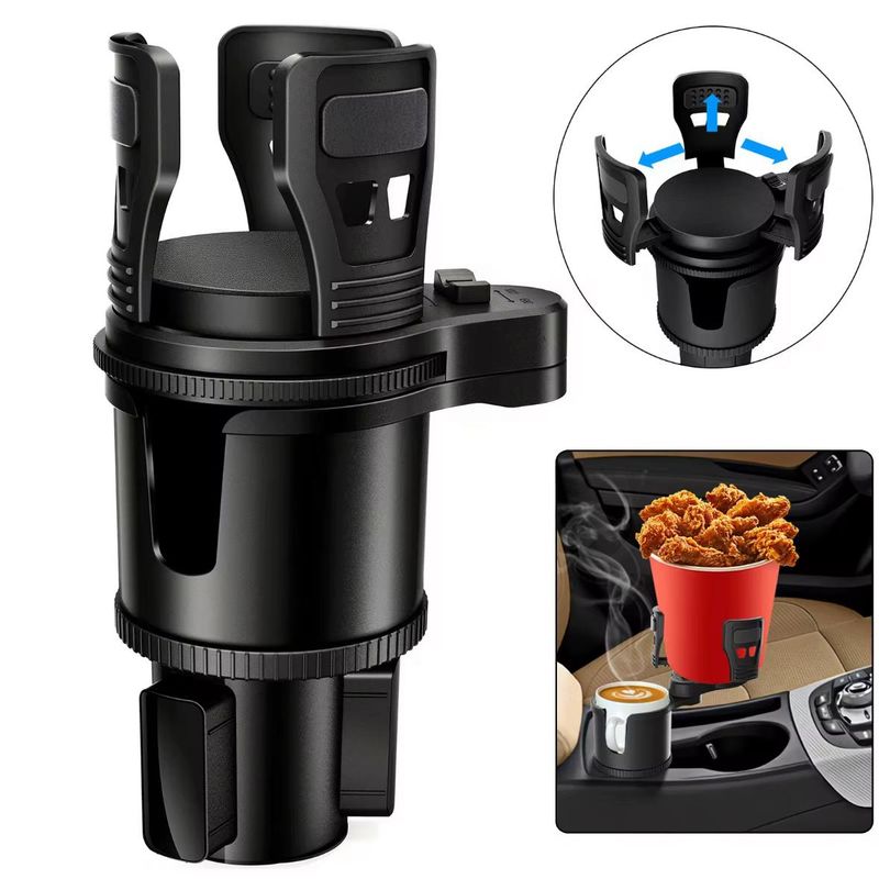 GENERICO - Porta Vaso Doble Ajustable Para Autos Multifuncional Negro