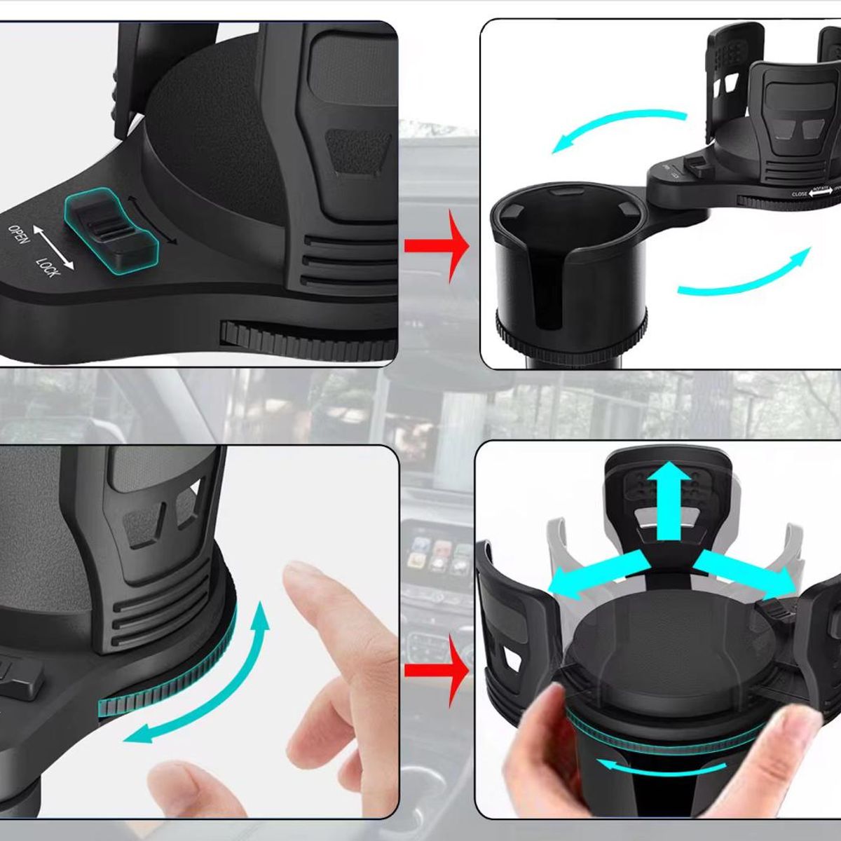 GENERICO - Porta Vaso Doble Ajustable Para Autos Multifuncional Negro