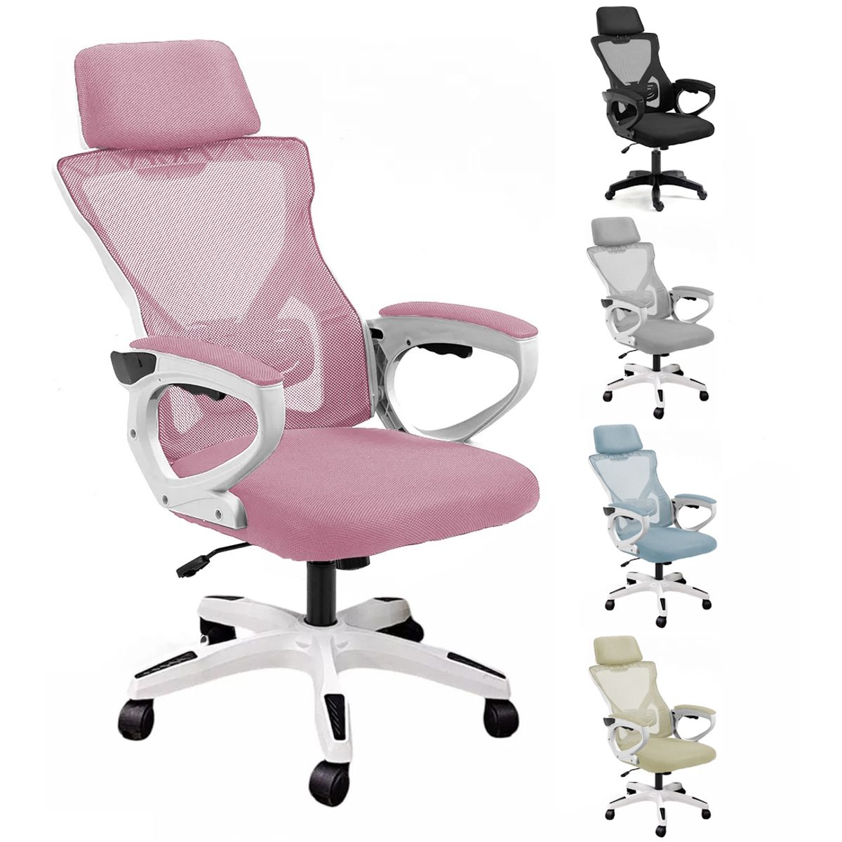 RD - Silla Oficina Escritorio Regulable Ergonomica Apoyacabeza Rd Rosa