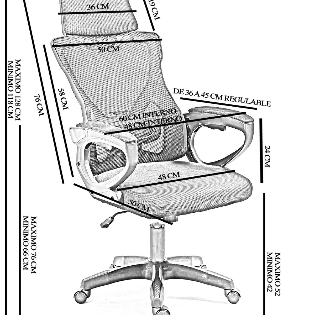 RD - Silla Oficina Escritorio Regulable Ergonomica Apoyacabeza Rd Rosa