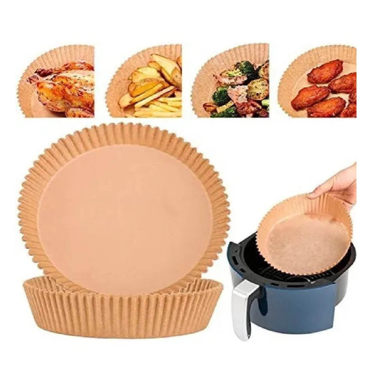 PASTELERIUSCL - X100 Forros Desechables Forro Air Fryer Molde De Papel Antiadherente Forro Para Freidora desechable