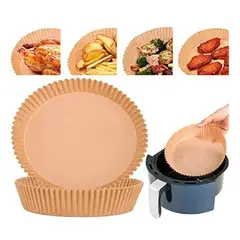 PASTELERIUSCL - X100 Forros Desechables Forro Air Fryer Molde De Papel Antiadherente Forro Para Freidora desechable
