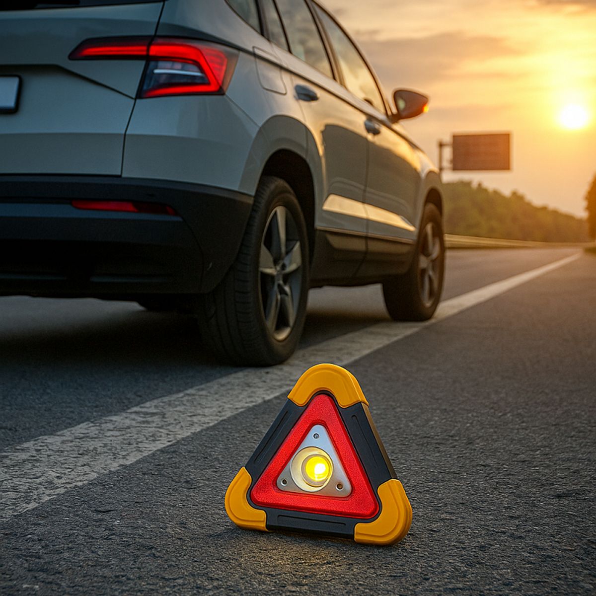 GENERICO - Triangulo De Emergencia Vehicular Solar Led Linterna