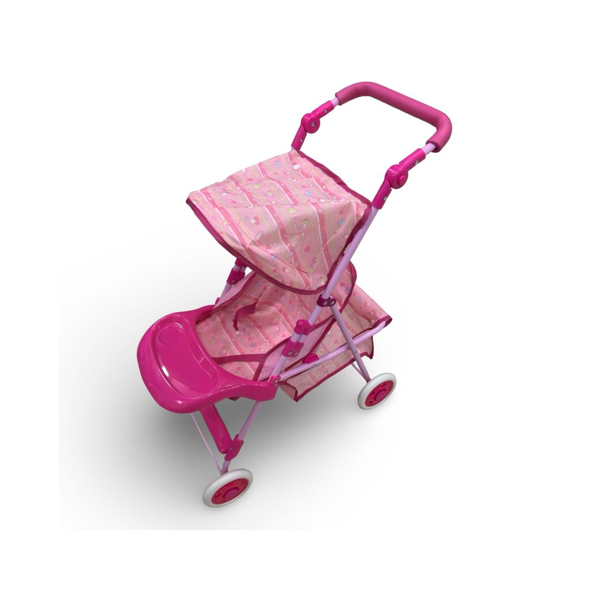 GENERICO - COCHE SIMPLE METALICO GRANDE DISEÑO ROSADO