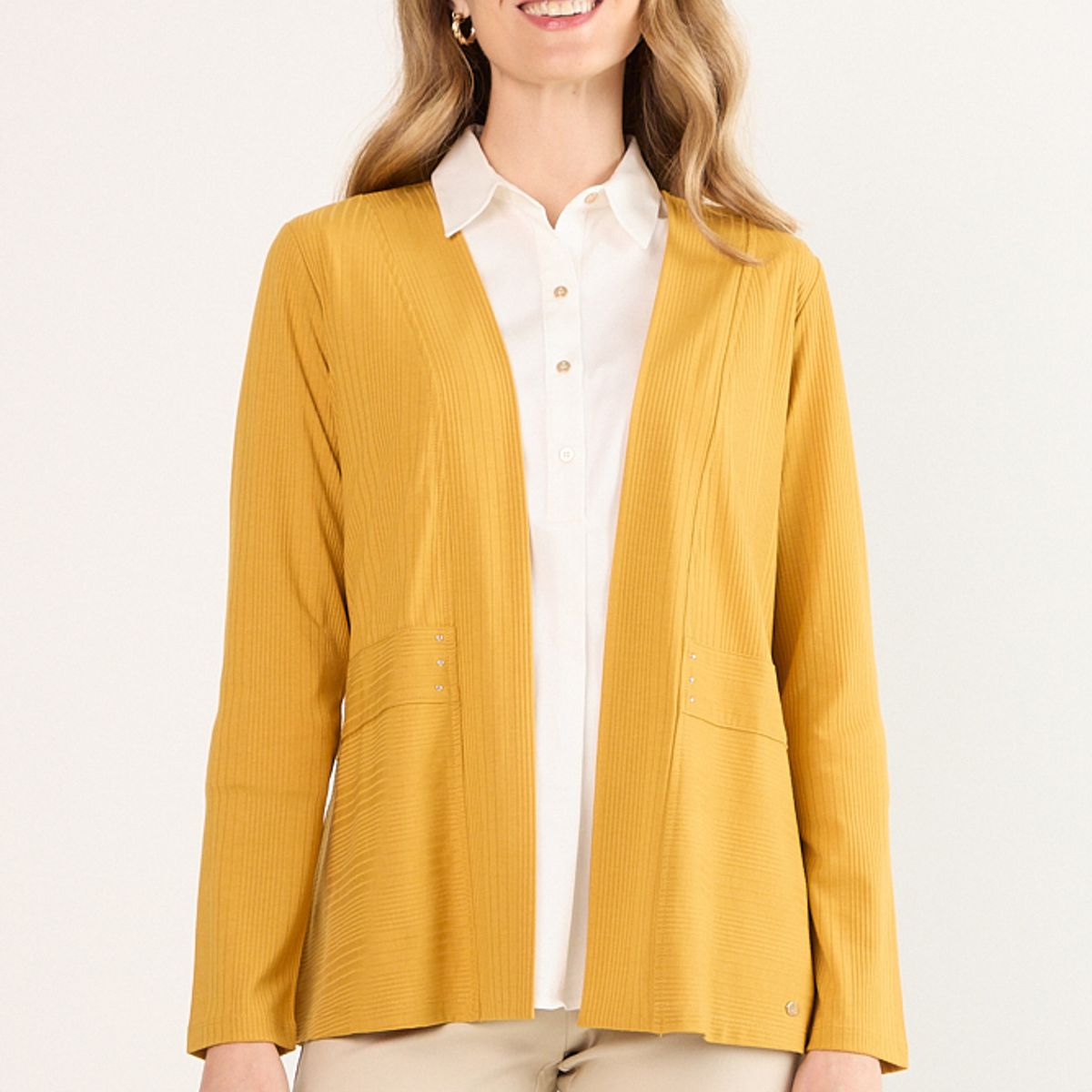 MA GRIFFE - Tapado Abierto Mujer Amarillo Magriffe