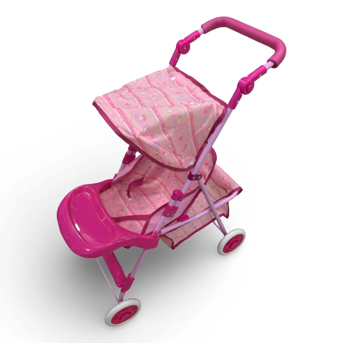 GENERICO - COCHE SIMPLE METALICO GRANDE DISEÑO ROSADO