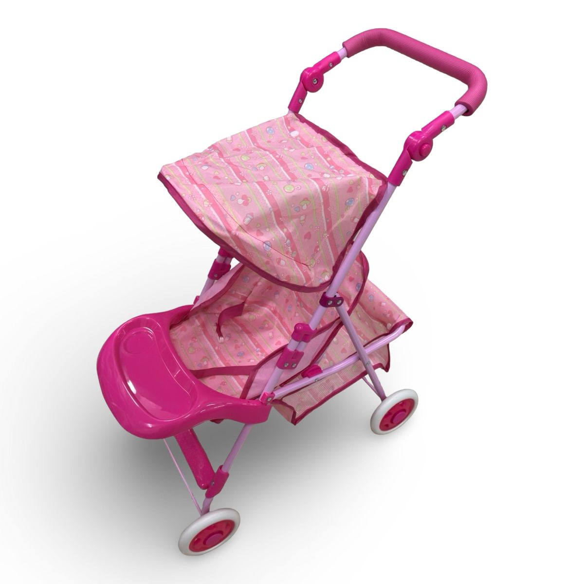 GENERICO - COCHE SIMPLE METALICO GRANDE DISEÑO ROSADO