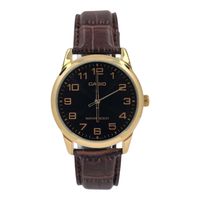 Reloj caballero MTP-V001GL-1B cuero cafe