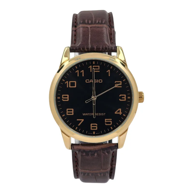 CASIO - Reloj Casio caballero MTP-V001GL-1B cuero cafe