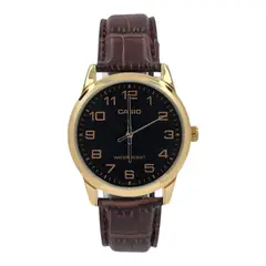 CASIO - Reloj caballero MTP-V001GL-1B cuero cafe