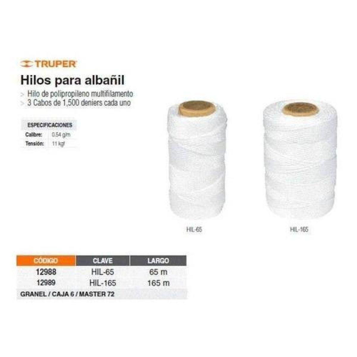 GENERICO - Hilo Propipropileno Multifilamento Para Albañil Truper - Blanco