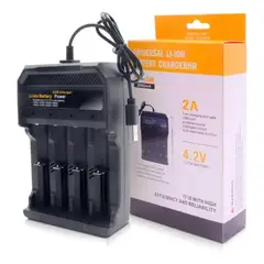GENERICO - Cargador Para 4 Baterías Li-ion 18650 Inteligente, 1.2a Max