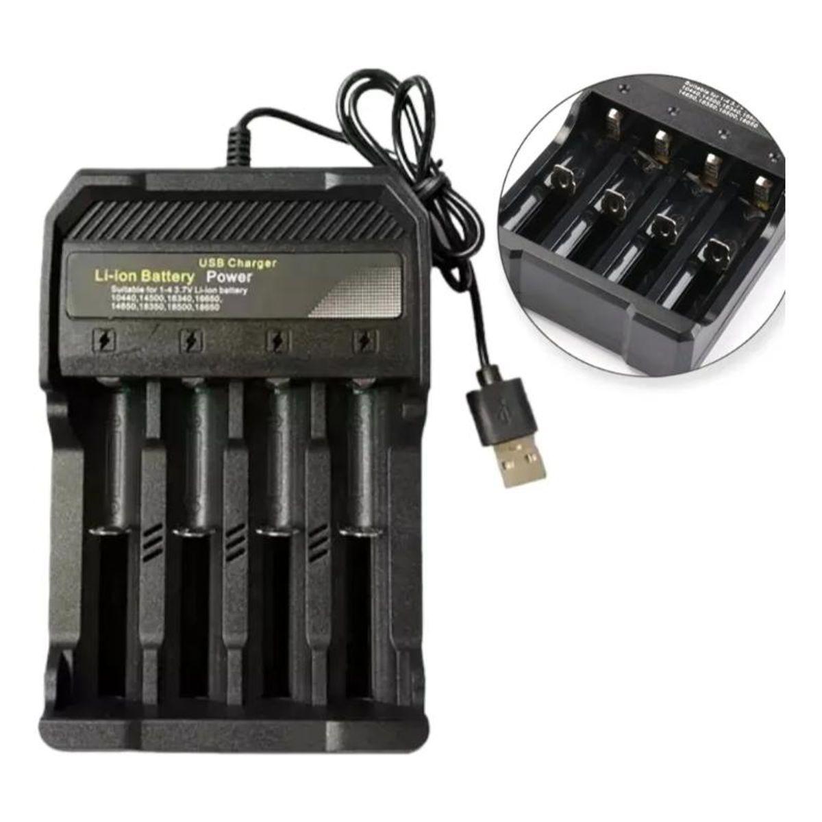 GENERICO - Cargador Para 4 Baterías Li-ion 18650 Inteligente, 1.2a Max