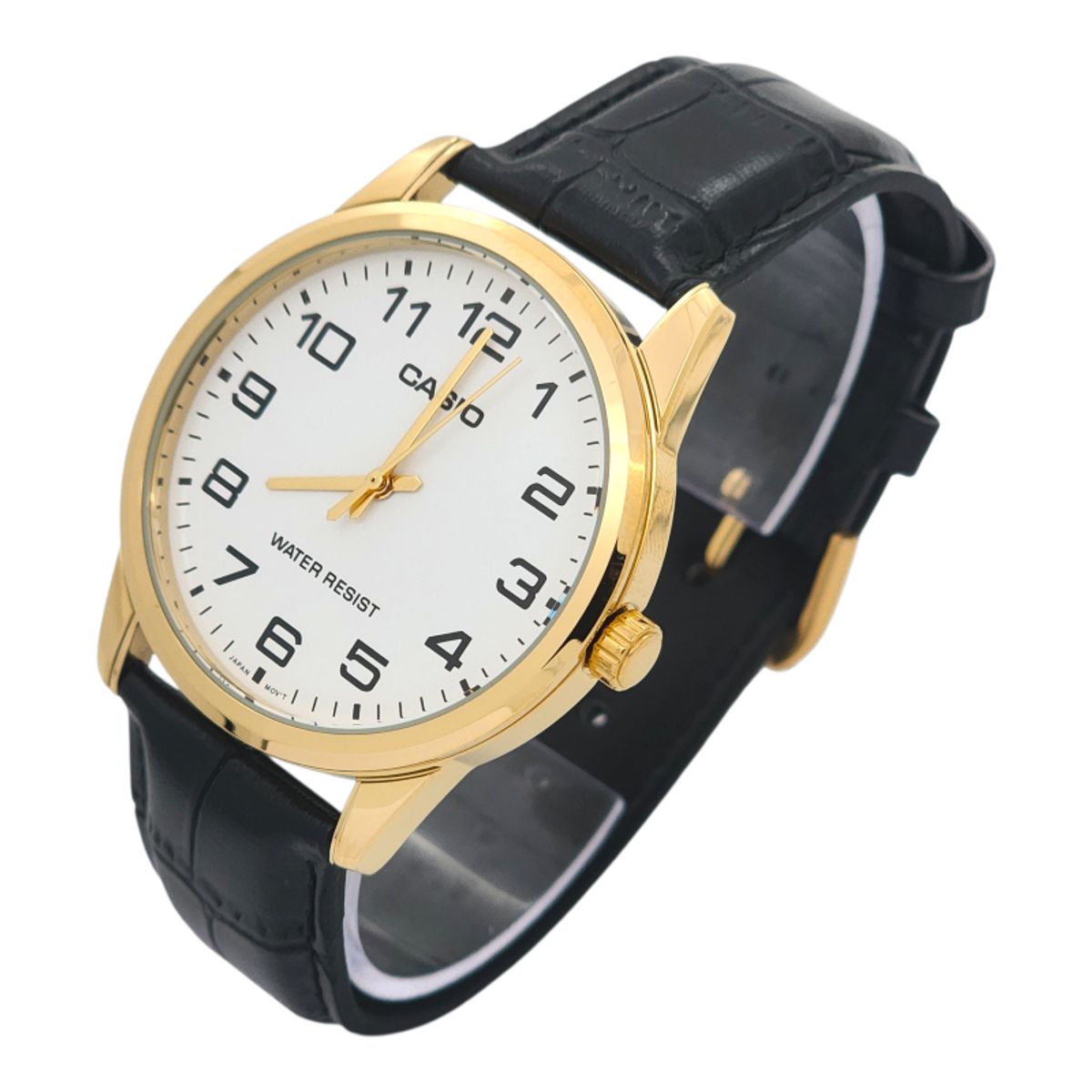 CASIO - Reloj Casio caballero MTP-V001GL-7B cuero negro fondo blanco