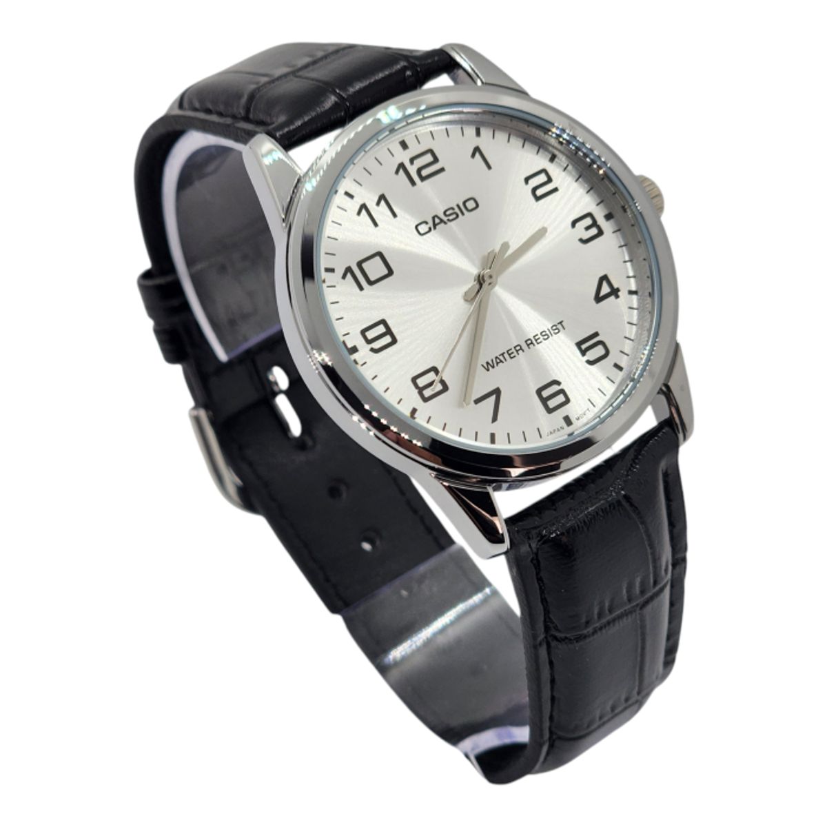 CASIO - Reloj Casio caballero MTP-V001L-7B cuero negro fondo plateado