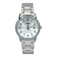 CASIO - Reloj caballero MTP-V002D-7B correa acero fondo plateado