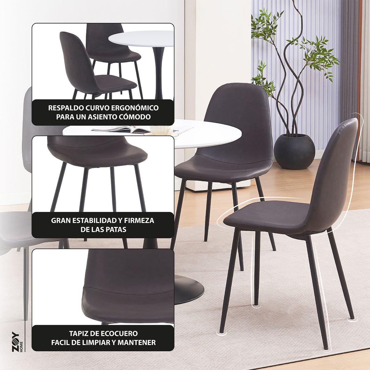 WDS HOME - Juego de Comedor Saona Gris 1+4