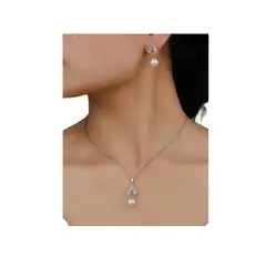 GENERICO - Conjunto Aros y Collar Margarita - novia fiesta - be bride