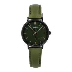CASIO - Reloj dama LTP-VT02BL-3A correa cuero verde