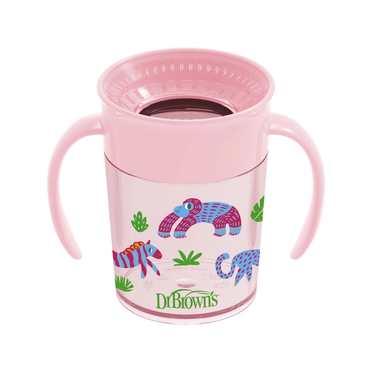 DR BROWNS - Vaso 360° Antiderrames con asas 200ml 6M+ Rosado Dr Brown´s