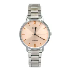 CASIO - Reloj dama LTP-VT01D-4B correa acero fondo rosa