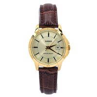 Reloj dama LTP-V004GL-9A correa cuero marron fondo dorado