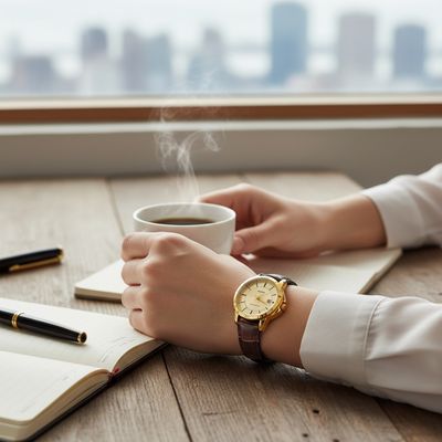 Imagen 2 del producto Reloj dama LTP-V004GL-9A correa cuero marron fondo dorado