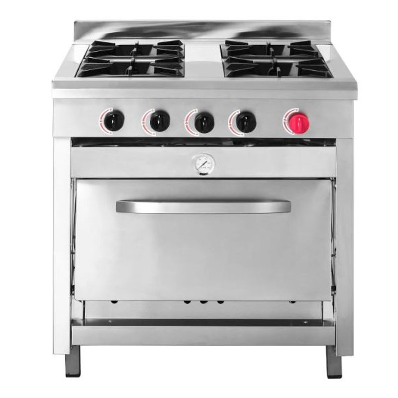 VENTUS - Cocina 4 Platos Acero Inoxidable Gas Licuado Glp Vcg-4Ai Ventus