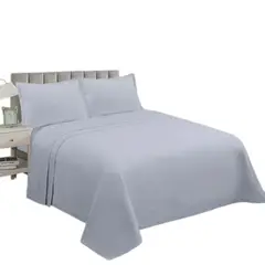 BJ HOGAR - Juego De Sabanas De 144 Hilos Cama 2 Plazas + 2 Fundas Color Gris