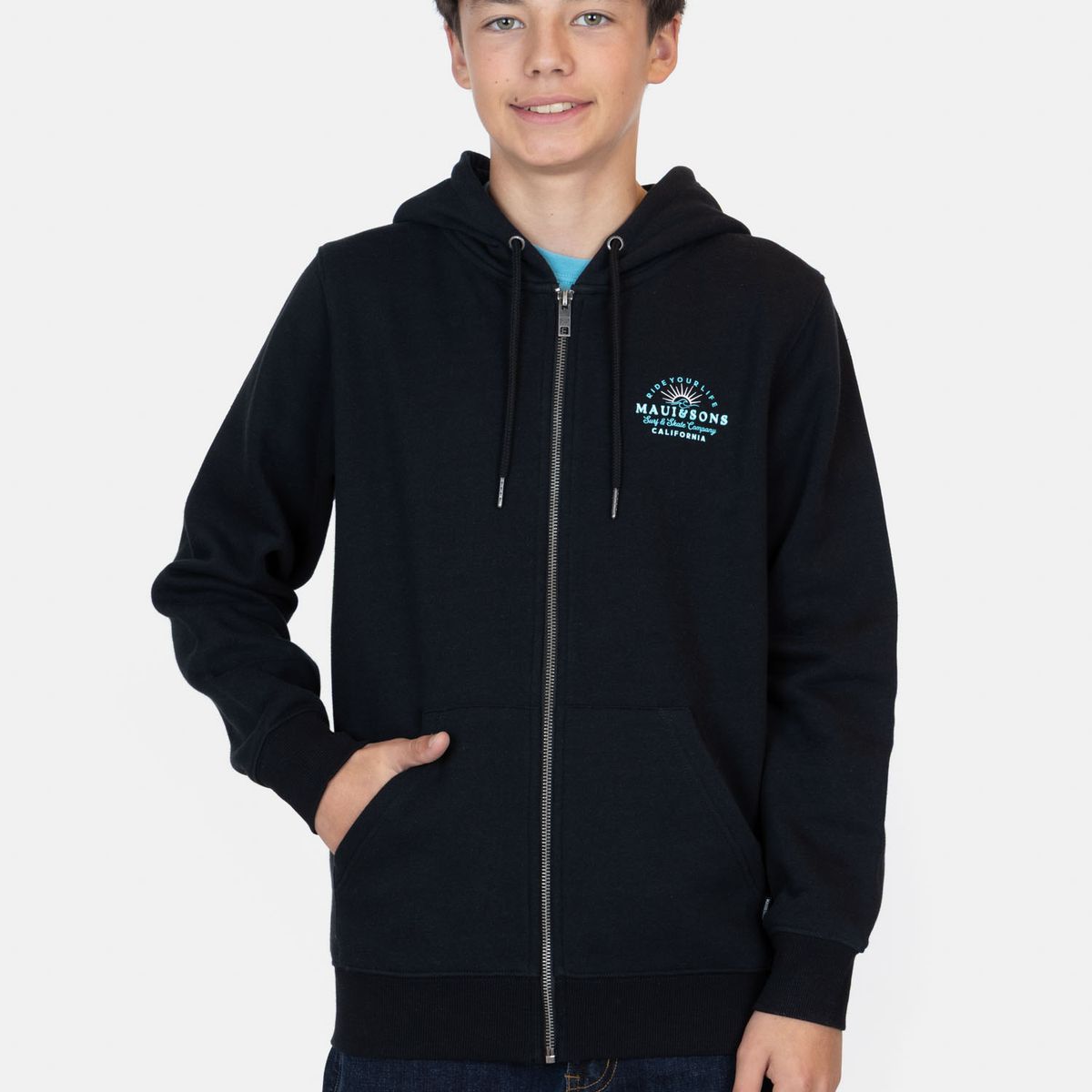 MAUI AND SONS - Poleron FZ  Kalira Negro Infantil Maui And Sons