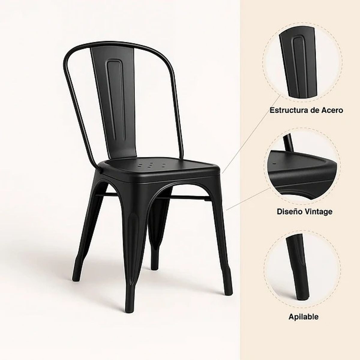 CORI CORI - Pack 6 Sillas Tolix Negro