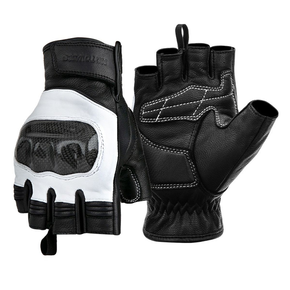 MOTOWOLF - Guantes Cuero Moto Medio Dedo Motowolf 0334b Hombre Verano
