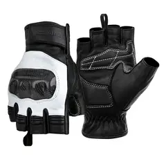 MOTOWOLF - Guantes Cuero Moto Medio Dedo 0334b Hombre Verano