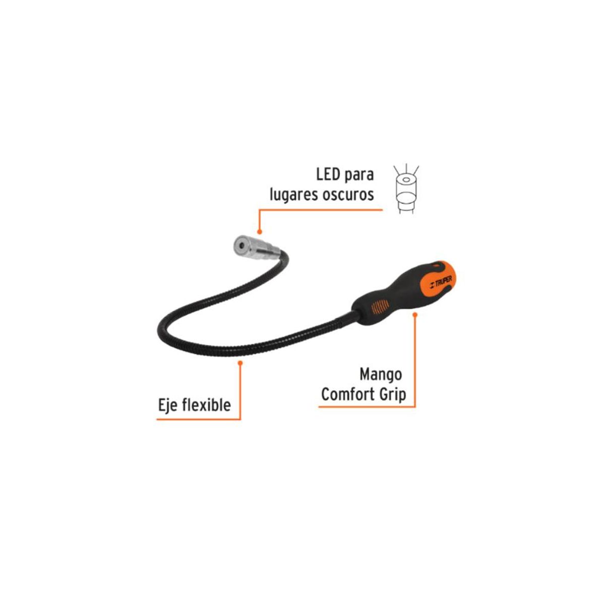 TRUPER - Iman Mecanico Flexible Con Luz Led Truper Profesional - Multicolor