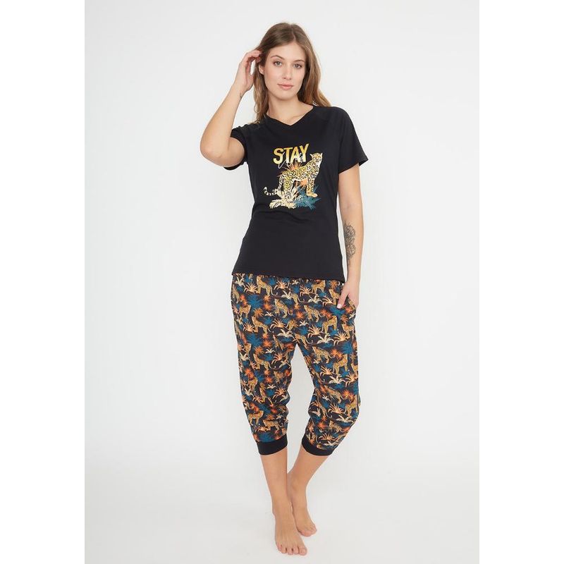 KAYSER - Pijama  de mujer algodón 701115M KAYSER - Negro