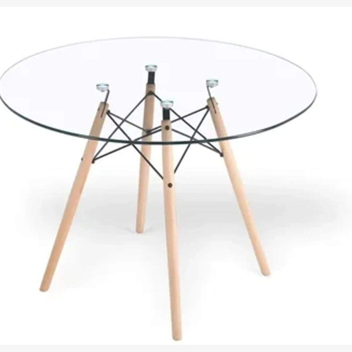 CORI CORI - Juego de Comedor Mesa Eames Vidrio 100cm + 4 Sillas Eames Rojo…