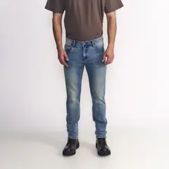 ELLUS - Jeans Hombre Slim Tiro Medio Oxidado