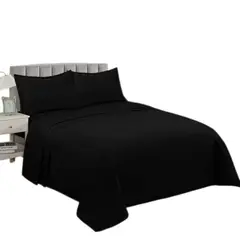 BJ HOGAR - Juego De Sabanas De 200 Hilos Cama 1.5 Plazas + 1 Funda Color Negro