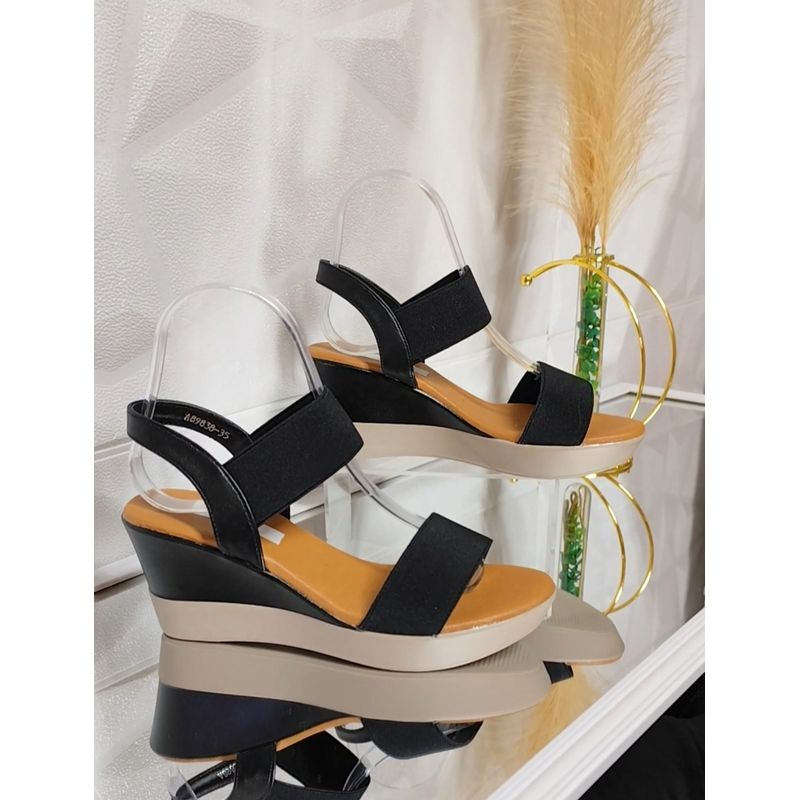 SNOOPY - Sandalias Negras   Elasticadas  Casuales para Dama  M420