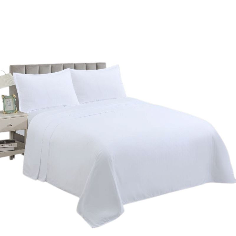 BJ HOGAR - Juego De Sabanas De 200 Hilos Cama 2 Plazas + 2 Fundas Color Blanco