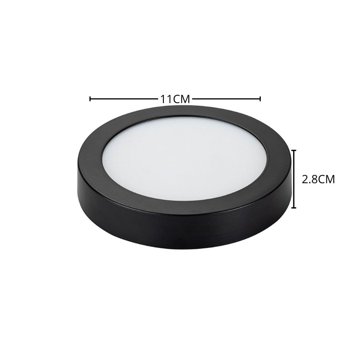 WANT - Pack 10 Foco Panel Led Redondo Sobrepuesto 6w Borde Negro Luz Cálida