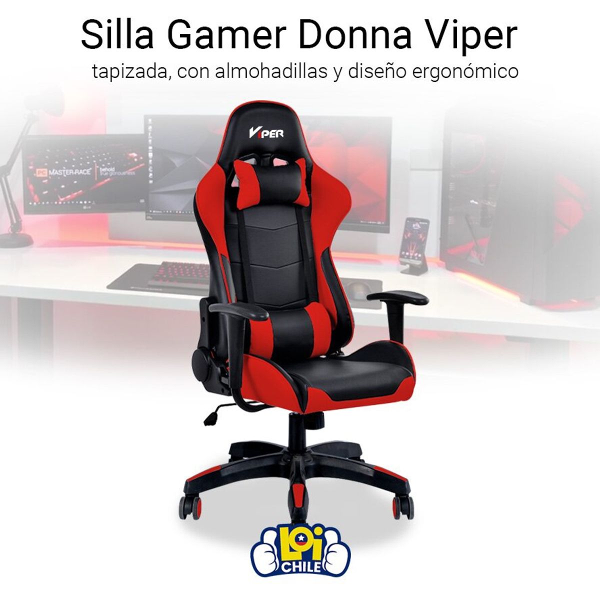 DONNA - Silla Gamer Pro Viper Rojo