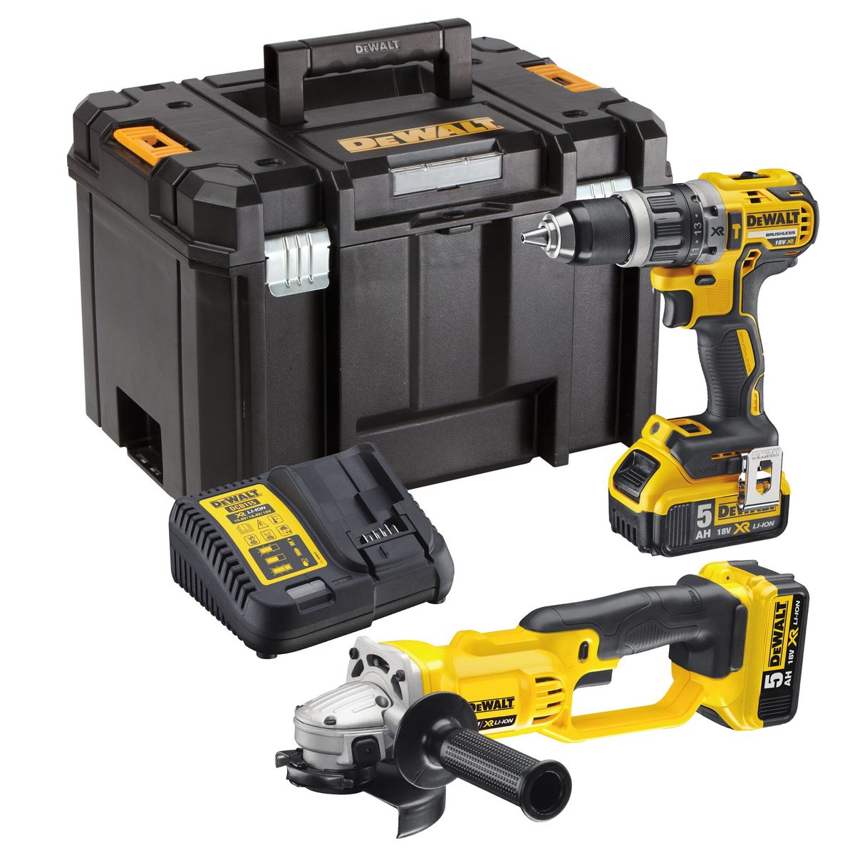 DEWALT - Kit taladro percutor 1/2" + esmeril angular 4-1/2"