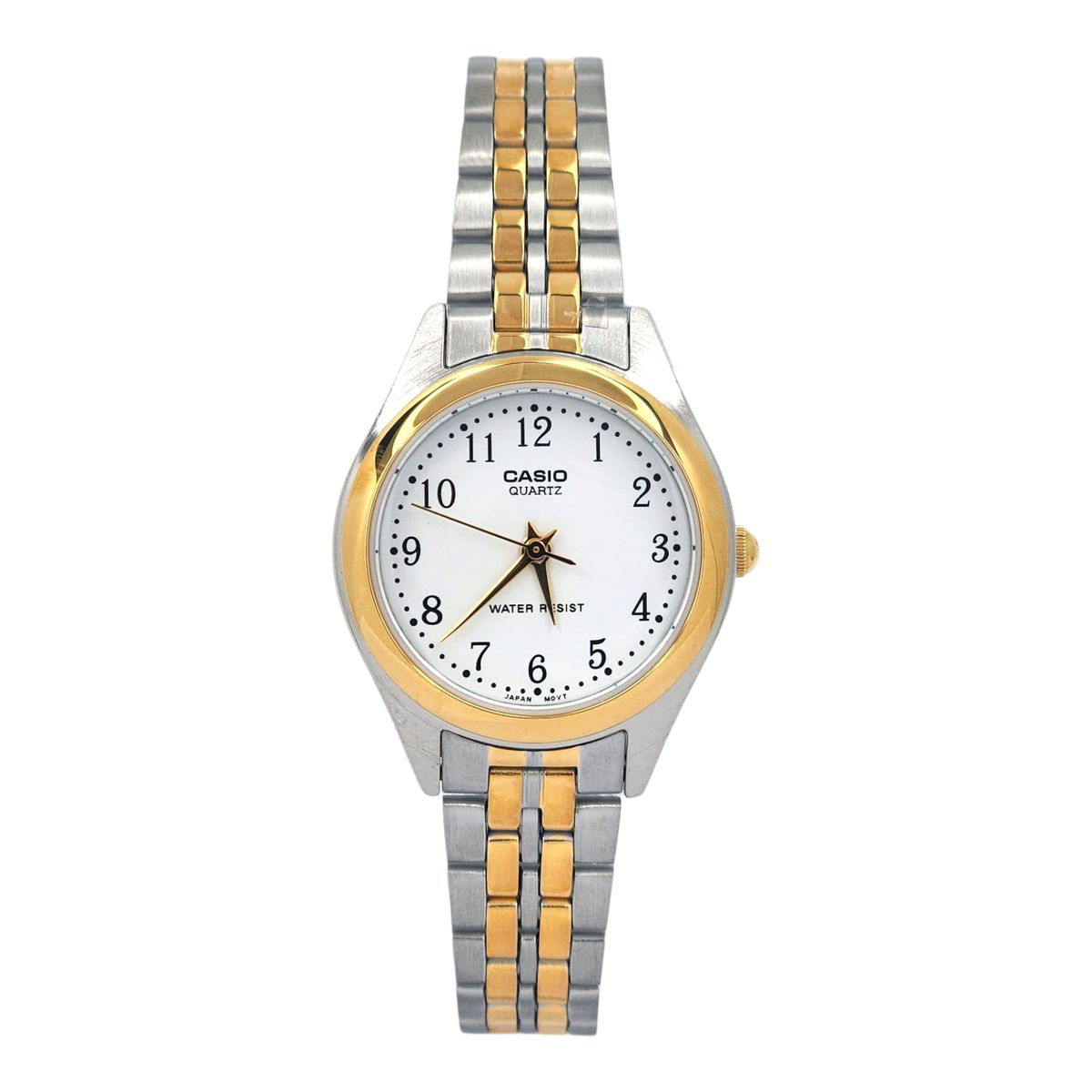 CASIO - Reloj Casio dama LTP-1129G-7B correa acero ajustable centro dorado