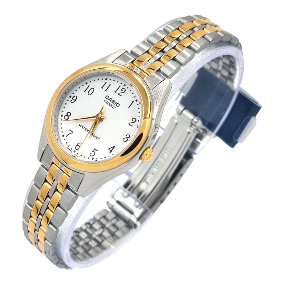 CASIO - Reloj Casio dama LTP-1129G-7B correa acero ajustable centro dorado