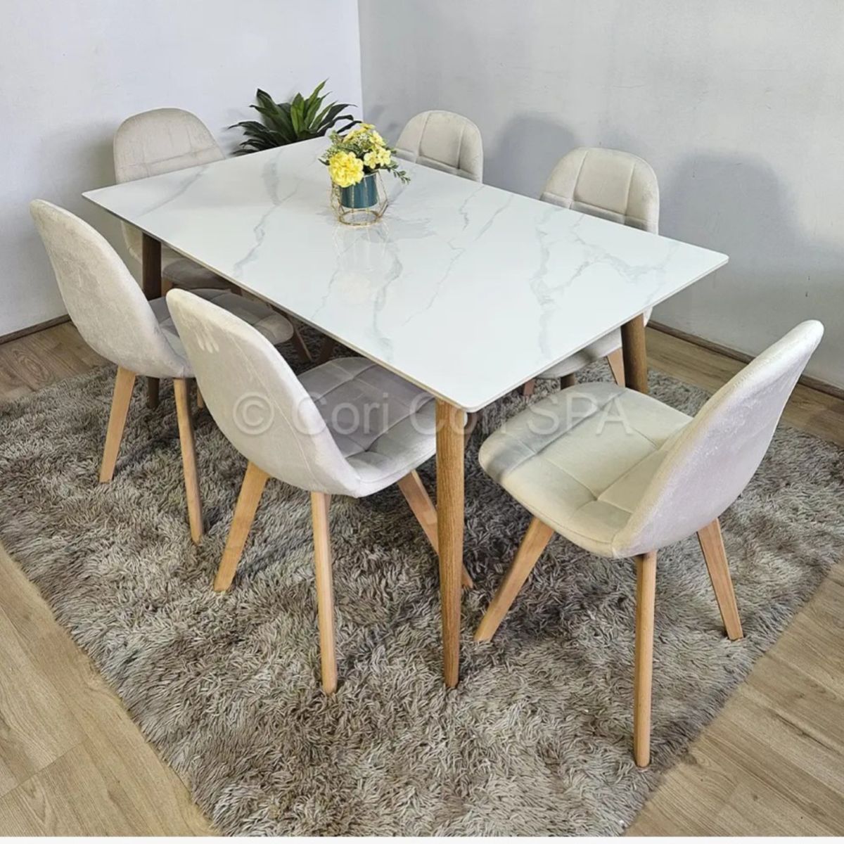 CORI CORI - Pack 6 Sillas Capitonne Velvet Beige