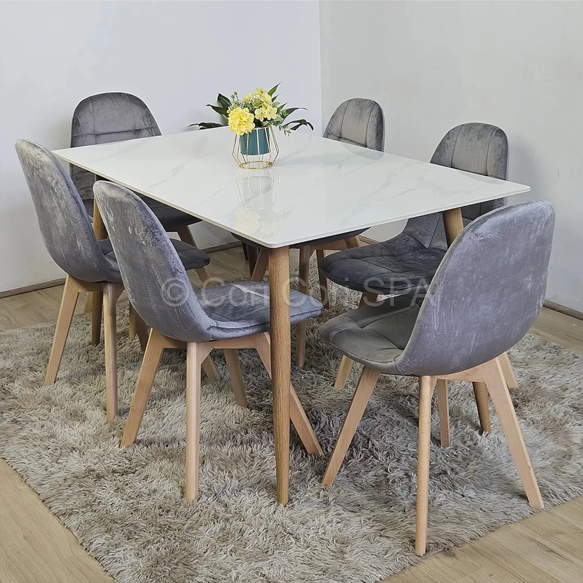 CORI CORI - Pack 6 Sillas Capitonne Velvet Gris