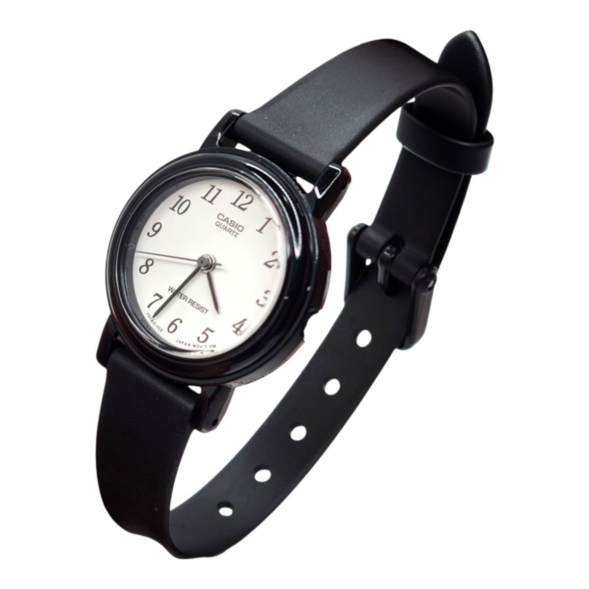 CASIO - Reloj Casio dama LQ-139B-1B correa resina negro fondo blanco