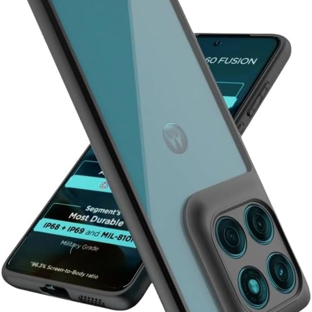 GENERICO - CARCASA PARA MOTOROLA EDGE 60 FUSION - TRANSPARENTE BORDE NEGRO