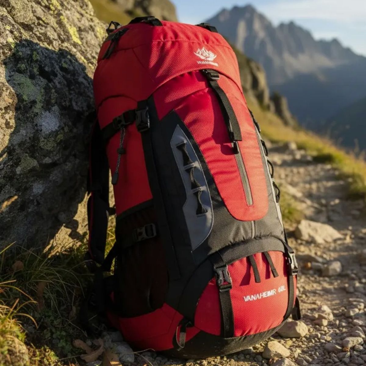 GENERICO - Mochila Trekking 60 LT Rojo